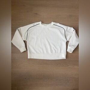all in motion White Crewneck Sweatshirt with Black Piping